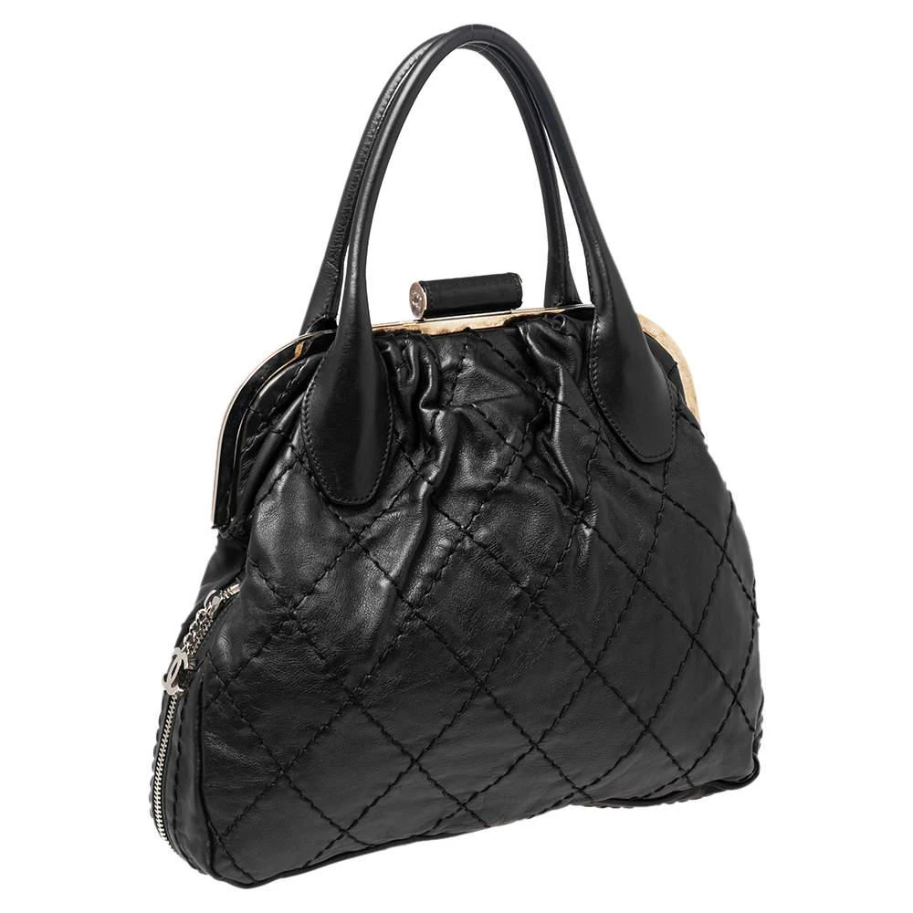 商品[二手商品] Chanel|Chanel Black Quilted Leather Expandable Zip Around Frame Satchel,价格¥4757,第3张图片详细描述