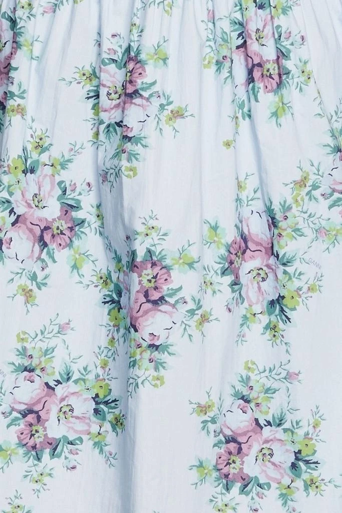 商品Ganni|Shirred floral-print organic cotton-poplin midi dress,价格¥1280,第2张图片详细描述