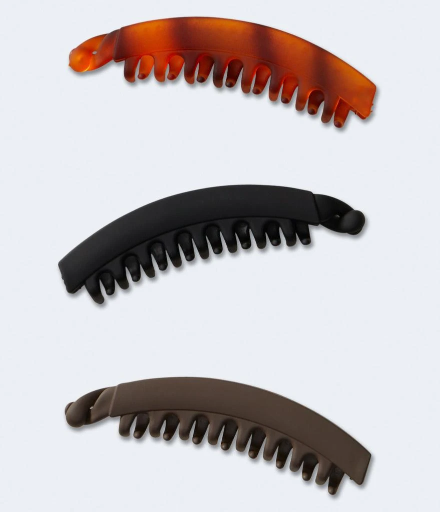 商品Aeropostale|Aeropostale Matte Banana Claw Hair Clip 3-Pack,价格¥64,第1张图片