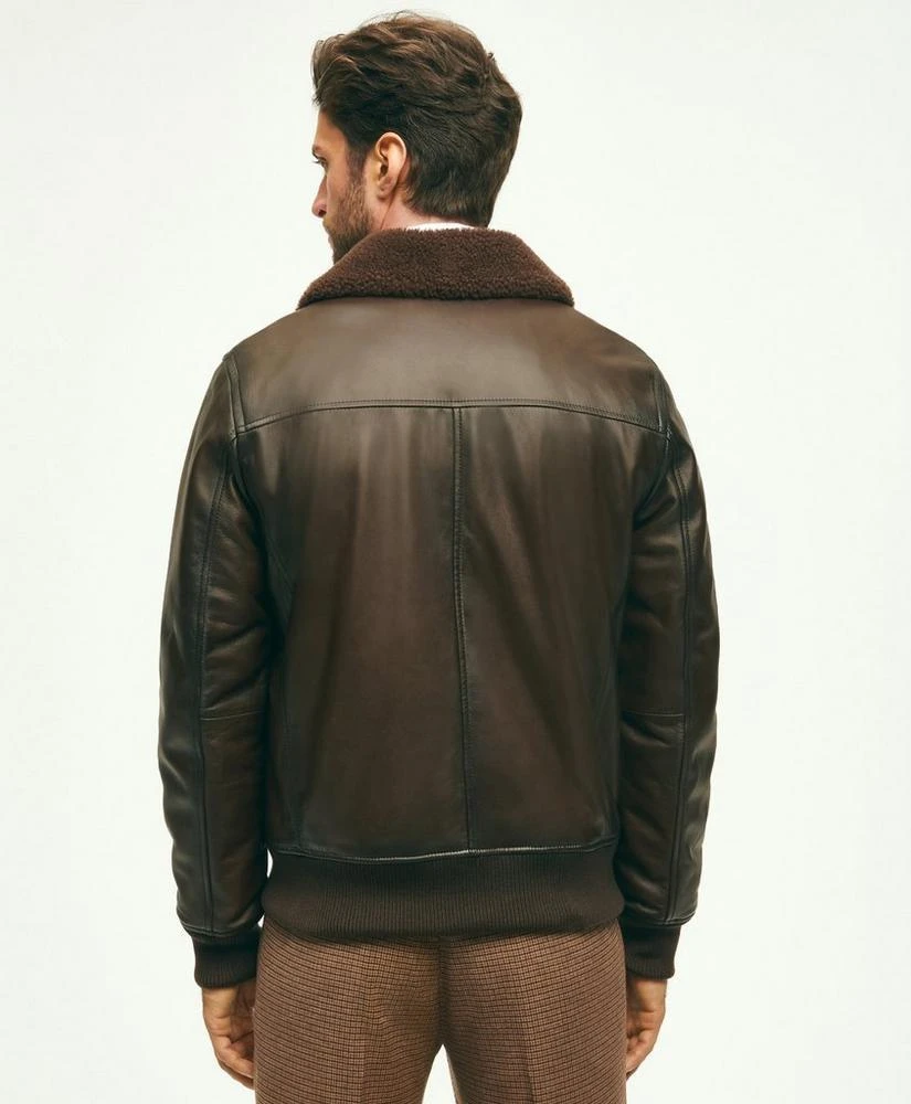 商品Brooks Brothers|Leather Shearling Flight Jacket,价格¥4943,第5张图片详细描述