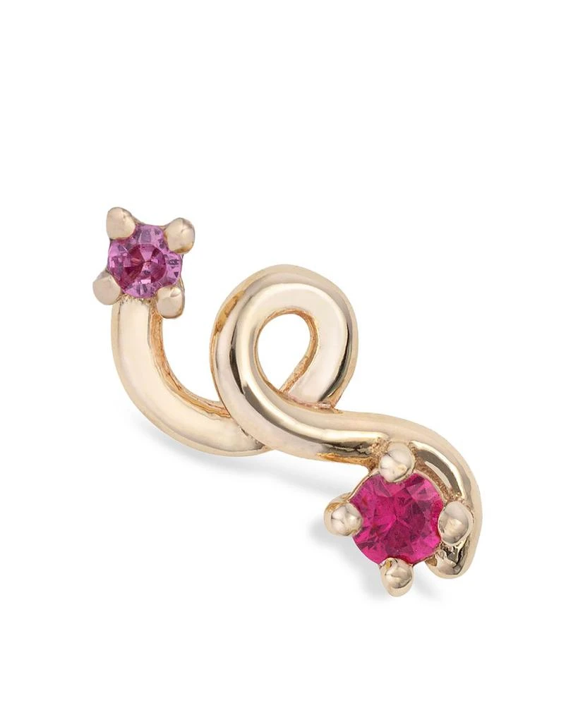 商品Bea Bongiasca|9K Yellow Gold Loop Pink Sapphire & Ruby Single Mini Stud Earring,价格¥3295,第1张图片