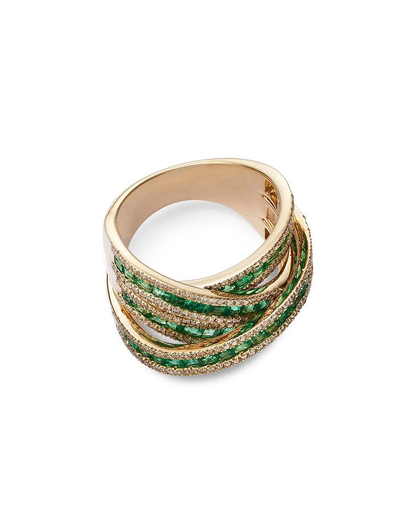 Emerald & Diamond Crossover Ring in 14K Yellow Gold 商品