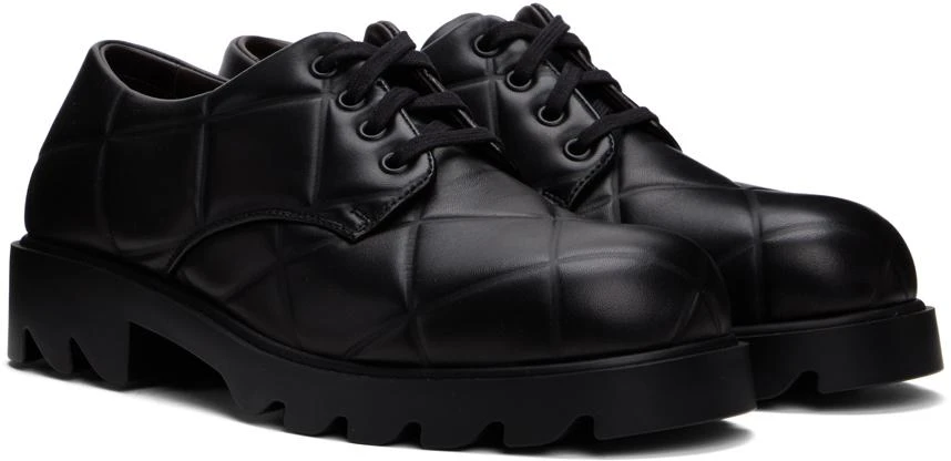 商品Bottega Veneta|Black Strut Grid Derbys,价格¥12687,第4张图片详细描述