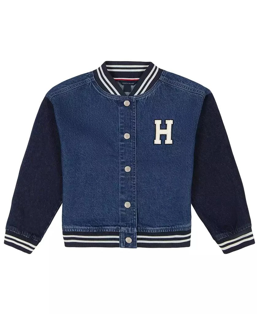 商品Tommy Hilfiger|Big Girls Denim Varsity Jacket,价格¥208,第1张图片