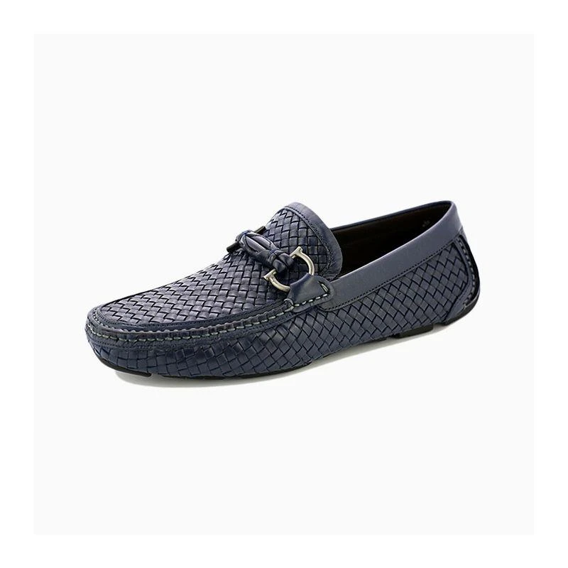 商品Salvatore Ferragamo|香港直邮SALVATOREFERRAGAMO菲拉格慕男士深蓝色编织格纹驾车鞋,价格¥5617,第9张图片详细描述