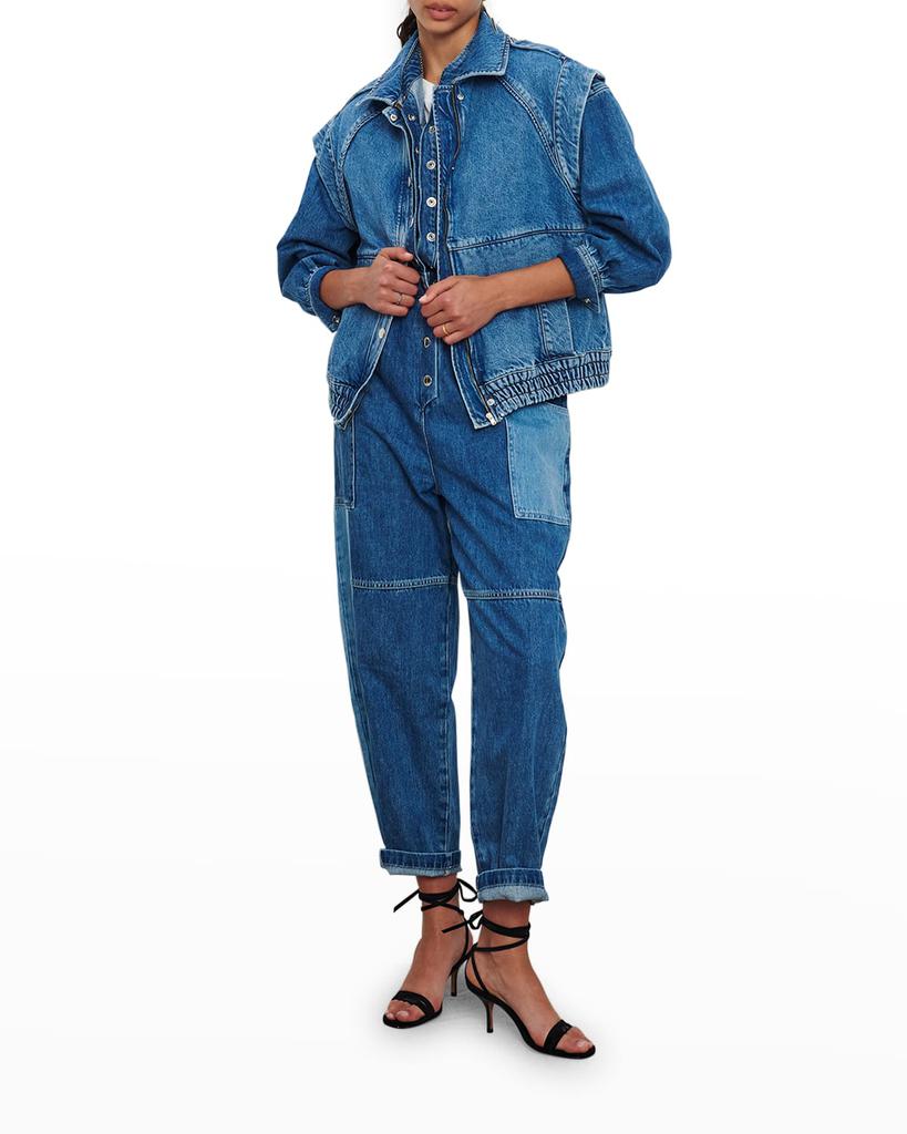 Quincy Long-Sleeve Utility Denim Jumpsuit商品第1张图片规格展示