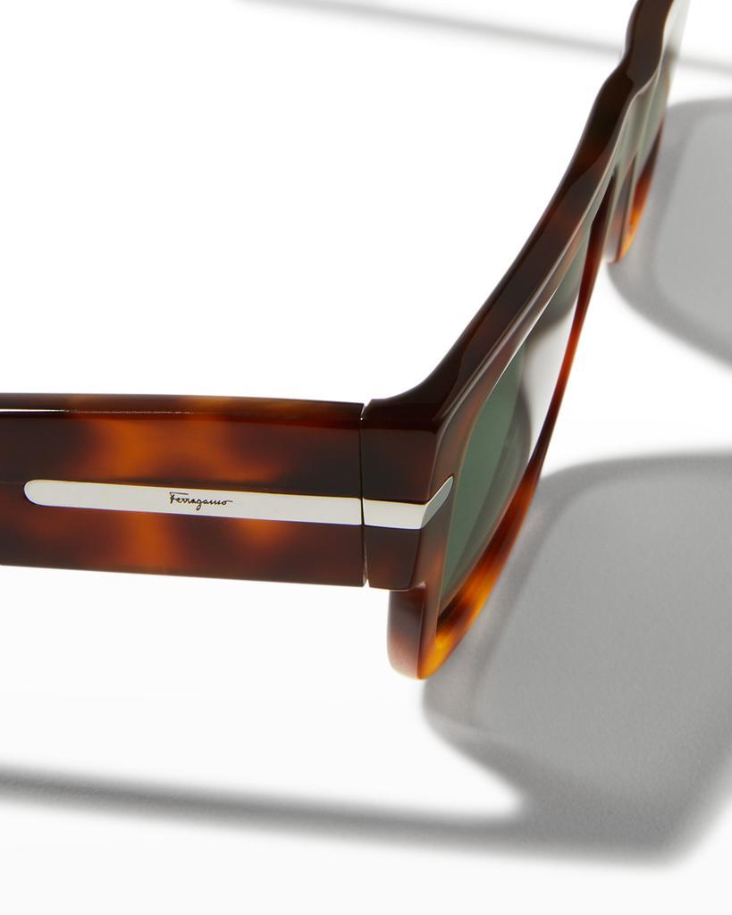商品Salvatore Ferragamo|Men's Classic Logo Thick Temple Rectangle Sunglasses,价格¥2433,第6张图片详细描述