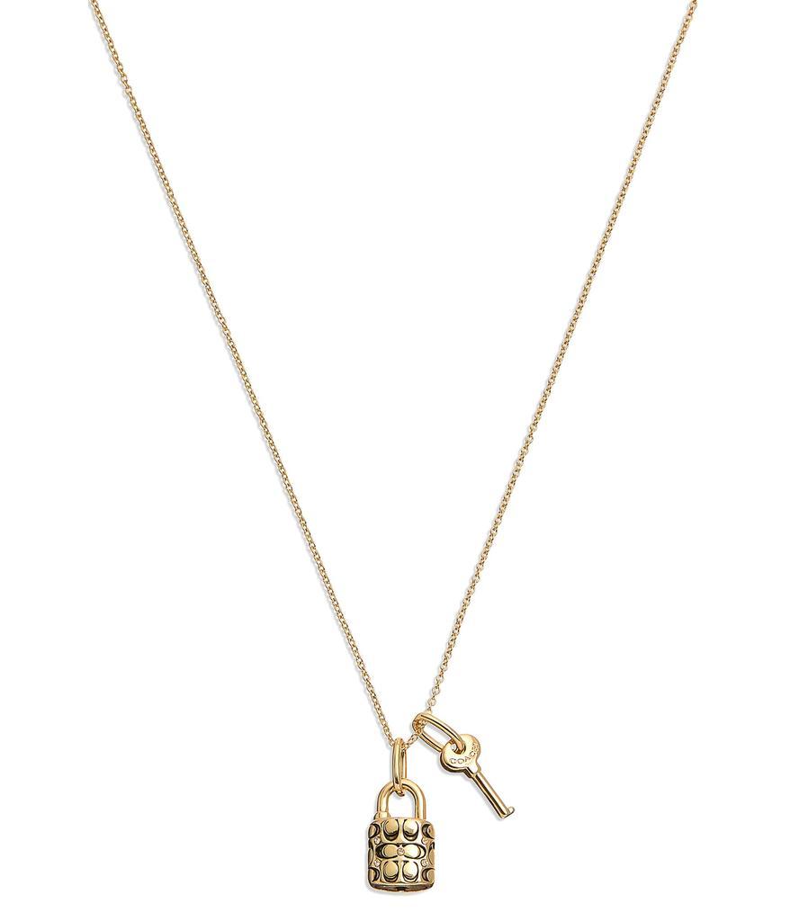 商品Coach|Quilted Padlock & Key Necklace,价格¥681,第1张图片