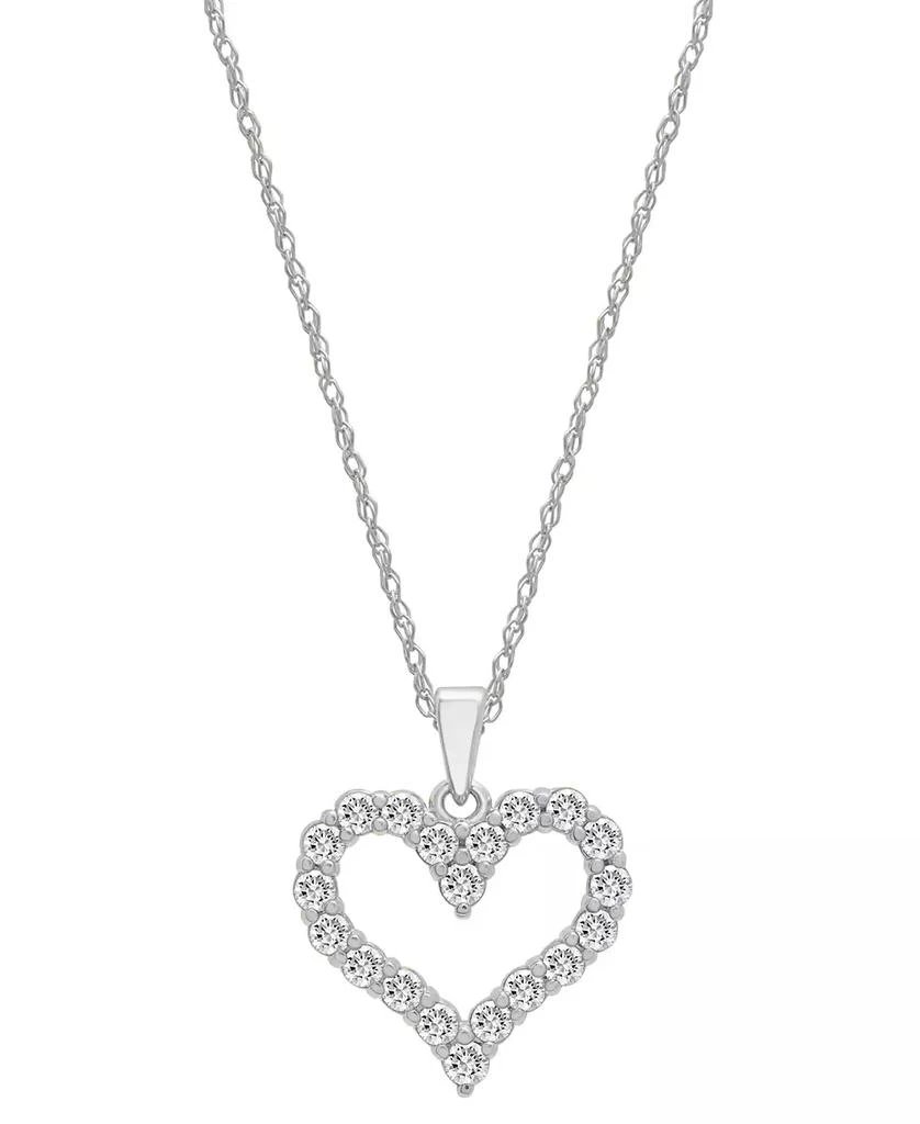 商品Macy's|Diamond Open Heart Pendant Necklace (1/2 ct. t.w.) in 14k White or Yellow Gold, 18" + 2" extender,价格¥16619,第1张图片