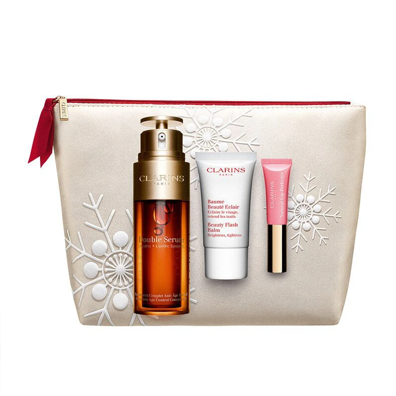 CLARINS 娇韵诗 双萃精华限定套装4件套 双萃精华50ml+洁面15ml+唇油5ml 滋润紧致肌肤 商品