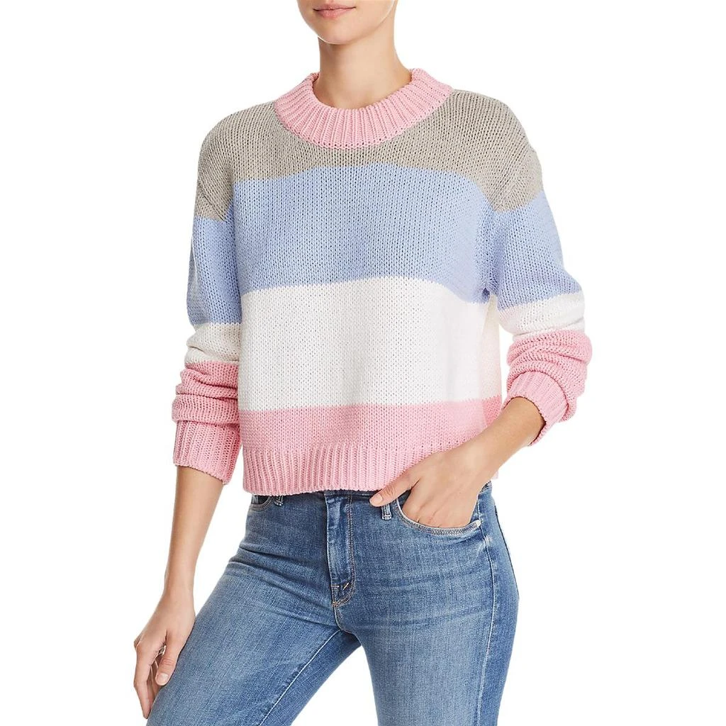 商品AQUA|Aqua Womens Cropped Stripe Pullover Sweater,价格¥76,第1张图片
