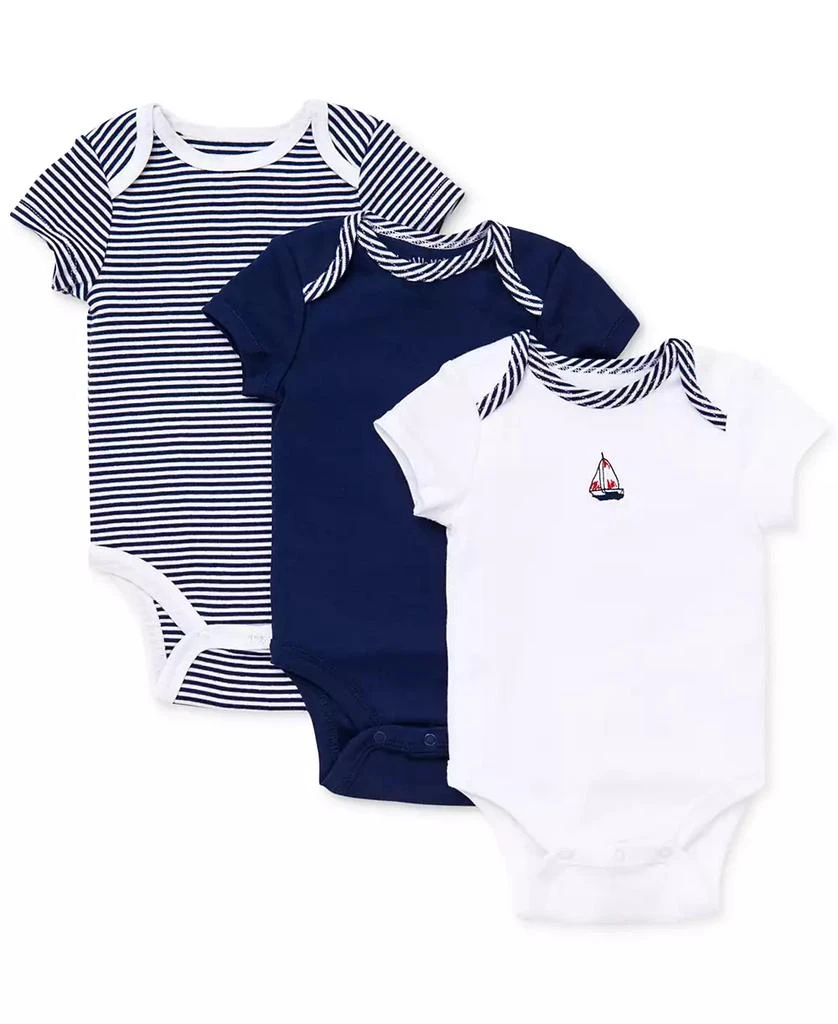 商品Little Me|Baby Boys Sailboat Short Sleeved Bodysuits, Pack of 3,价格¥99,第1张图片