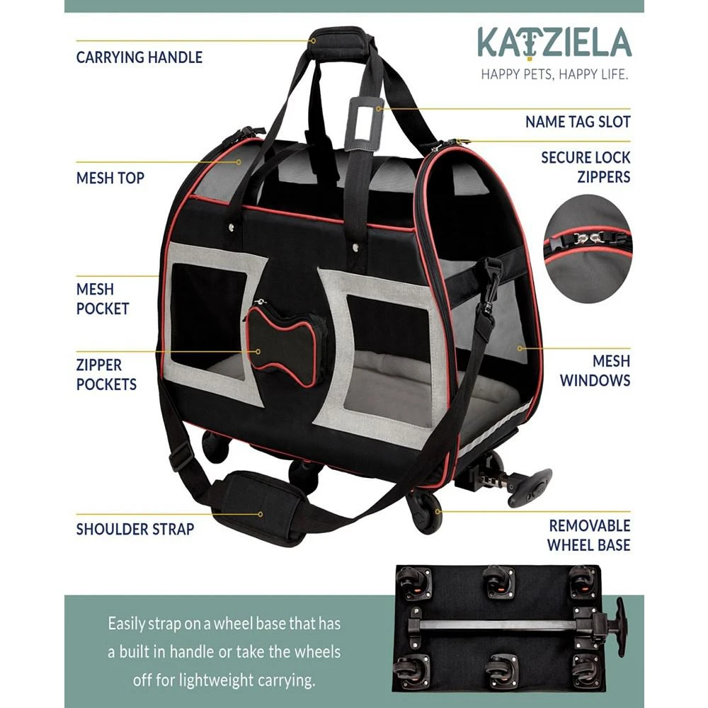 商品Katziela|Bone Cruiser Wheeled Pet Carrier,价格¥972,第2张图片详细描述