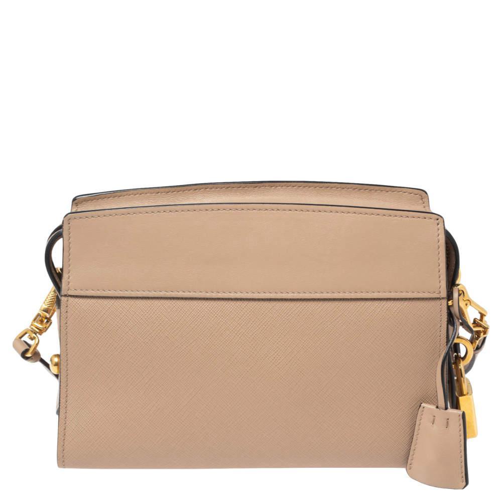 商品[二手商品] Prada|Prada Beige Saffiano Leather Esplanade Shoulder Bag,价格¥7915,第6张图片详细描述