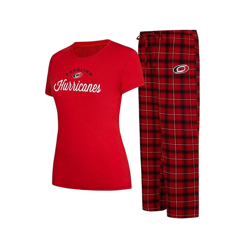 商品Concepts Sport|Women's Red, Black Carolina Hurricanes Arctic T-shirt and Pajama Pants Sleep Set,价格¥449,第1张图片