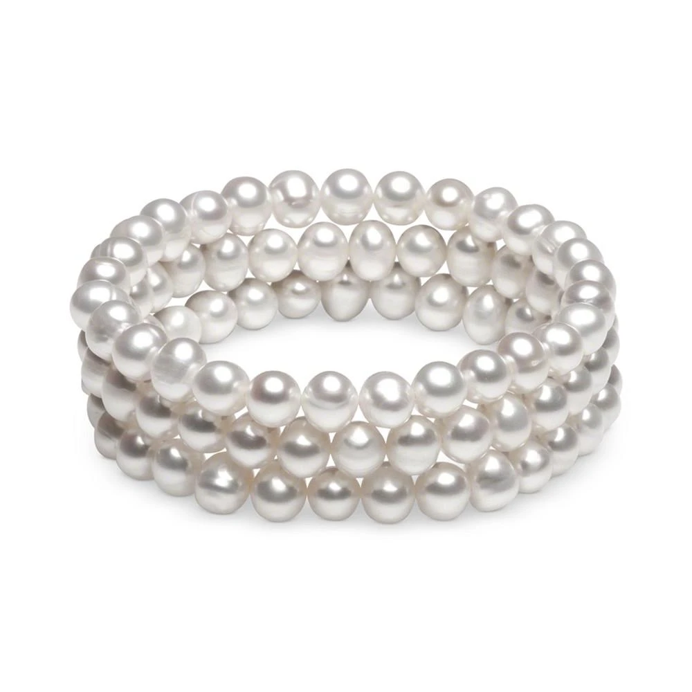 商品Macy's|3-Pc. Set White Cultured Freshwater Pearl (6-1/2 mm) Stretch Bracelets (Also in White/Gray/Peacock & White/Pink Gray),价格¥1125,第1张图片
