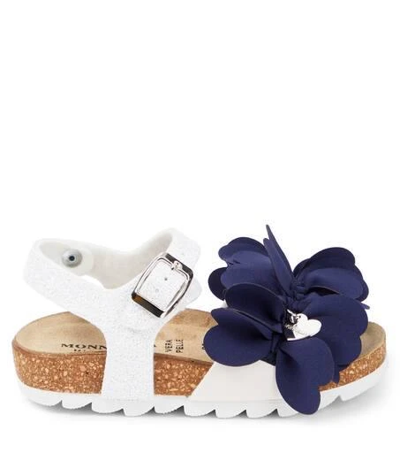 商品MONNALISA|Glitter leather-trimmed sandals,价格¥1085,第4张图片详细描述
