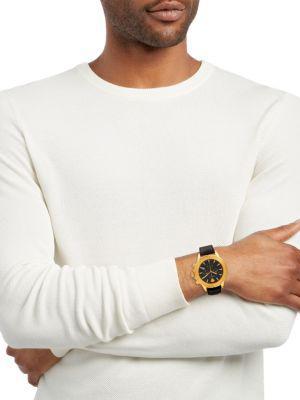 商品Versace|45MM IP Gold Stainless Steel & Leather Strap Chronograph Watch,价格¥5146,第4张图片详细描述