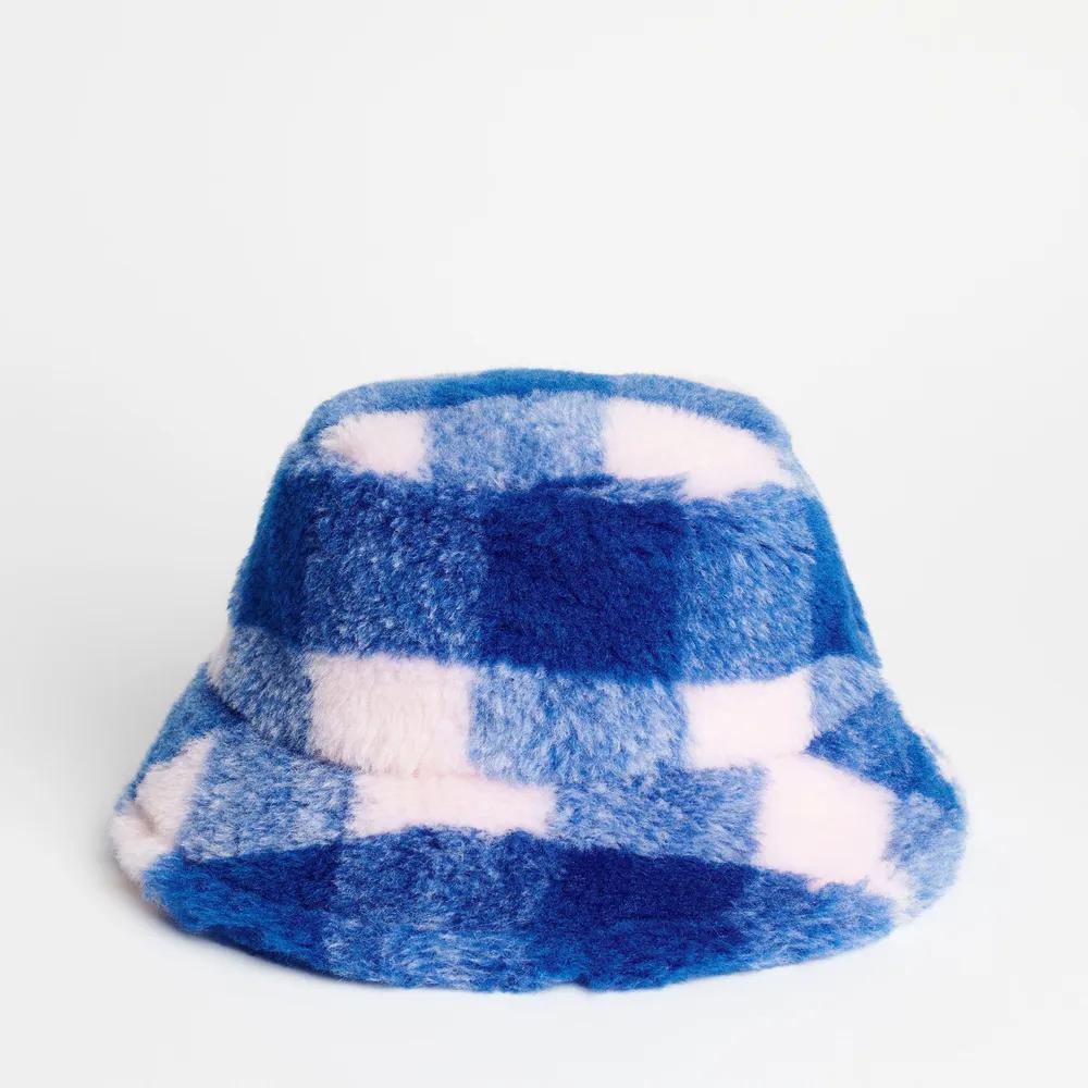 Stand Studio Wera Check Faux Fur Bucket Hat商品第1张图片规格展示