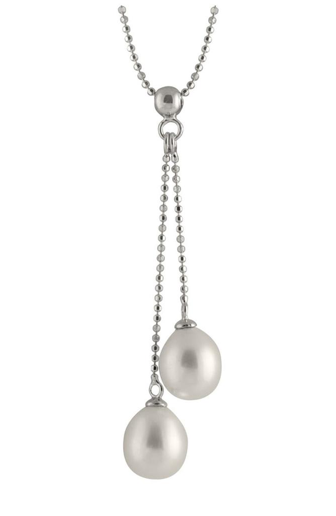 Double Drop 14-15mm Pearl Pendant Necklace商品第1张图片规格展示