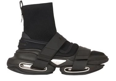 商品Balmain|B-Bold 氯丁橡胶、网眼绑带高帮运动鞋,价格¥9592,第1张图片
