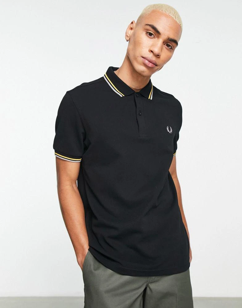 商品Fred Perry|Fred Perry twin tipped polo shirt in black,价格¥698,第1张图片