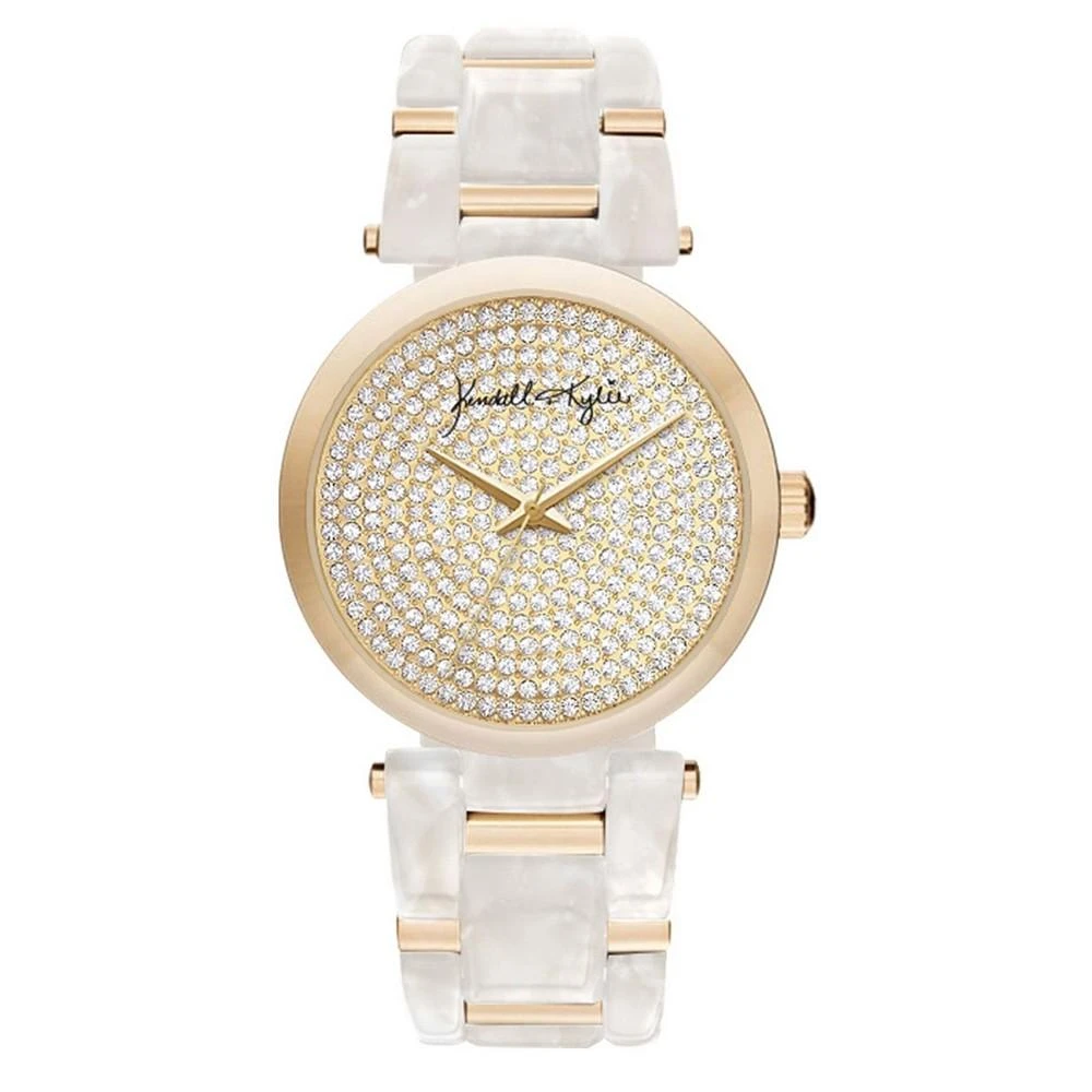 商品KENDALL & KYLIE|Women's Mother Of Pearl Link with Gold Tone Accents Stainless Steel Strap Analog Watch,价格¥225,第1张图片