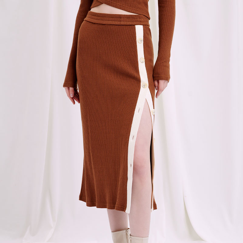 Daria针织半身裙 - 棕色 | Daria Knit Skirt - Cinnamon Brown商品第1张图片规格展示