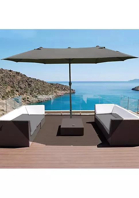 商品belk|15 Steel Rectangular Outdoor Double Sided Market Patio Umbrella With Uv Sun Protection And Easy Crank Dark Gray,价格¥1552,第2张图片详细描述