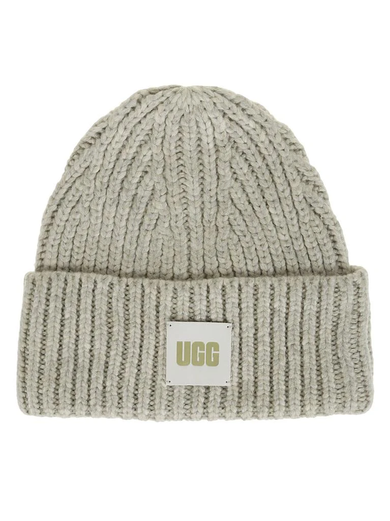 商品UGG|UGG W Chunky Rib Beanie W Logo Light Grey,价格¥625,第1张图片