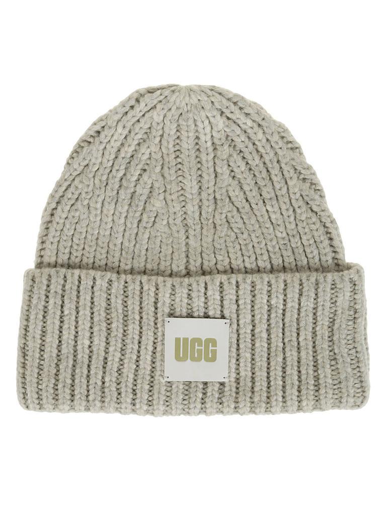 商品UGG|UGG W Chunky Rib Beanie W Logo Light Grey,价格¥563,第1张图片