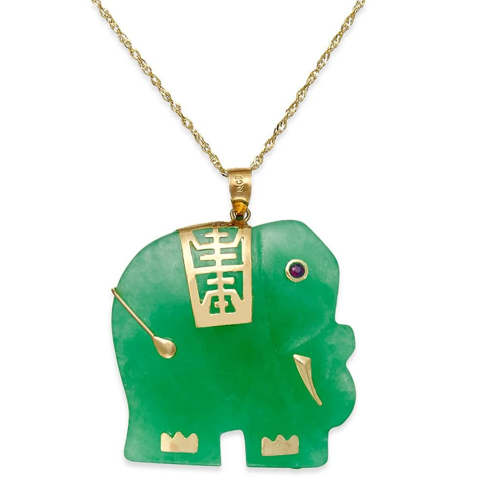 商品[国内直发] Macy's|【瑕疵】Dyed Jade Elephant Pendant Necklace in 14k Gold (25mm),价格¥615,第1张图片