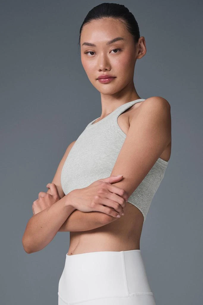 商品Alo|Seamless Delight High Neck Bra - Athletic Heather Grey,价格¥567,第3张图片详细描述