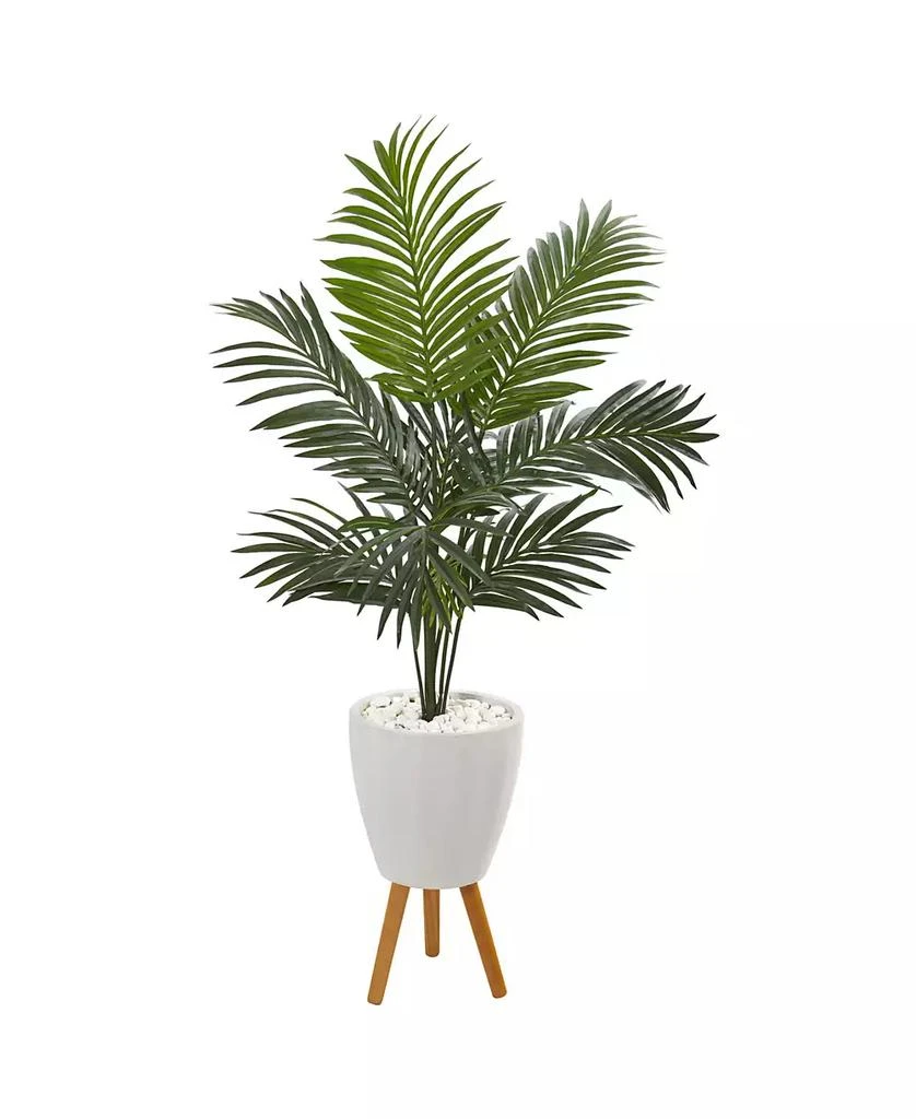 商品NEARLY NATURAL|4.5' Kentia Artificial Palm Tree in White Planter with Legs,价格¥1578,第1张图片