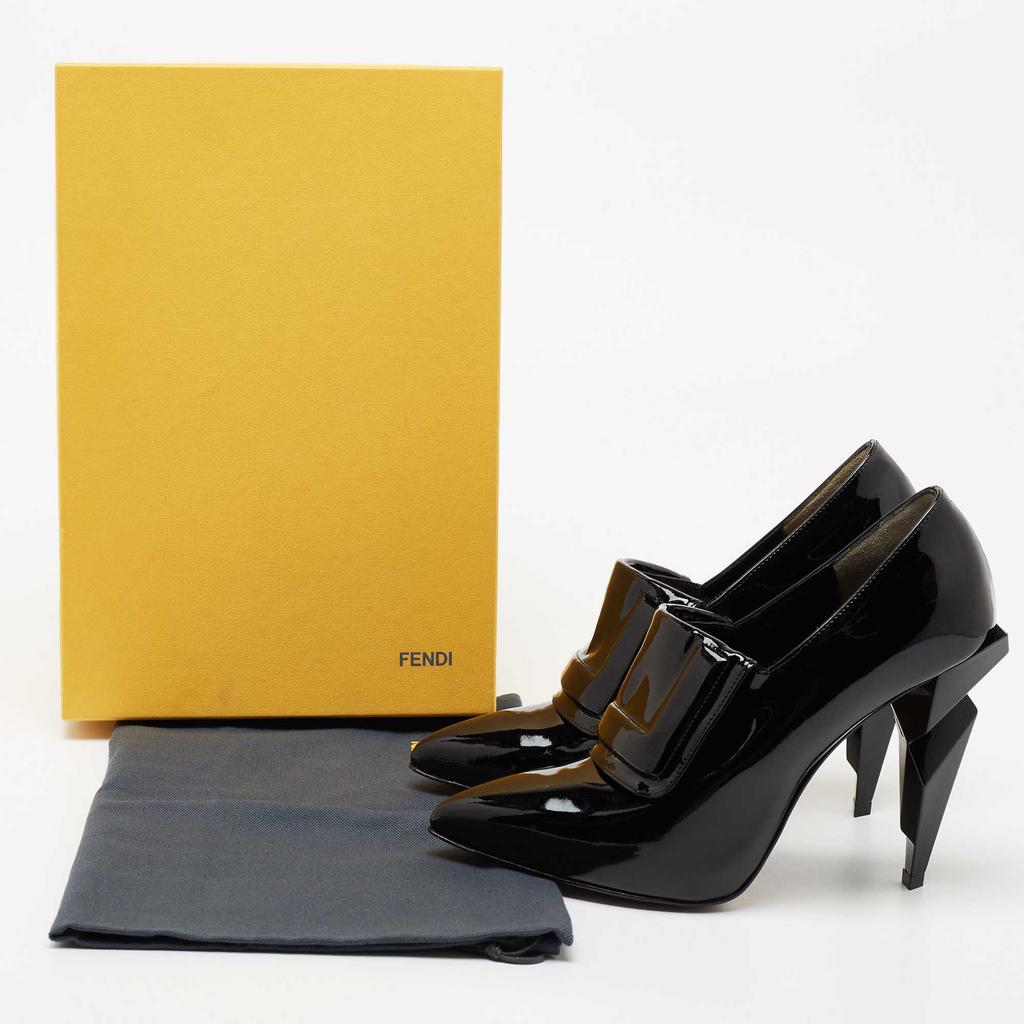 Fendi Black Patent Leather Diamond Heel Pointed Toe Ankle Booties Size 38.5商品第9张图片规格展示