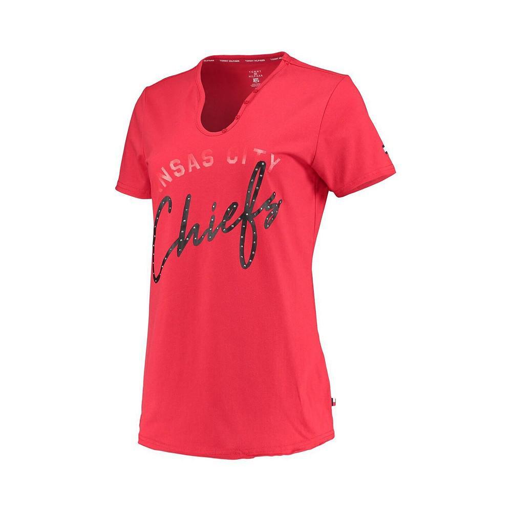 商品Tommy Hilfiger|Women's Red Kansas City Chiefs Riley V-Neck T-shirt,价格¥258,第4张图片详细描述
