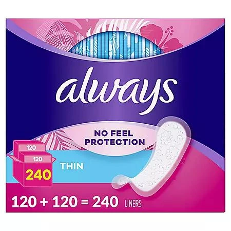 商品Always|Always Daily Thin Liners, Unscented, Regular, 240 ct.,价格¥64,第2张图片详细描述