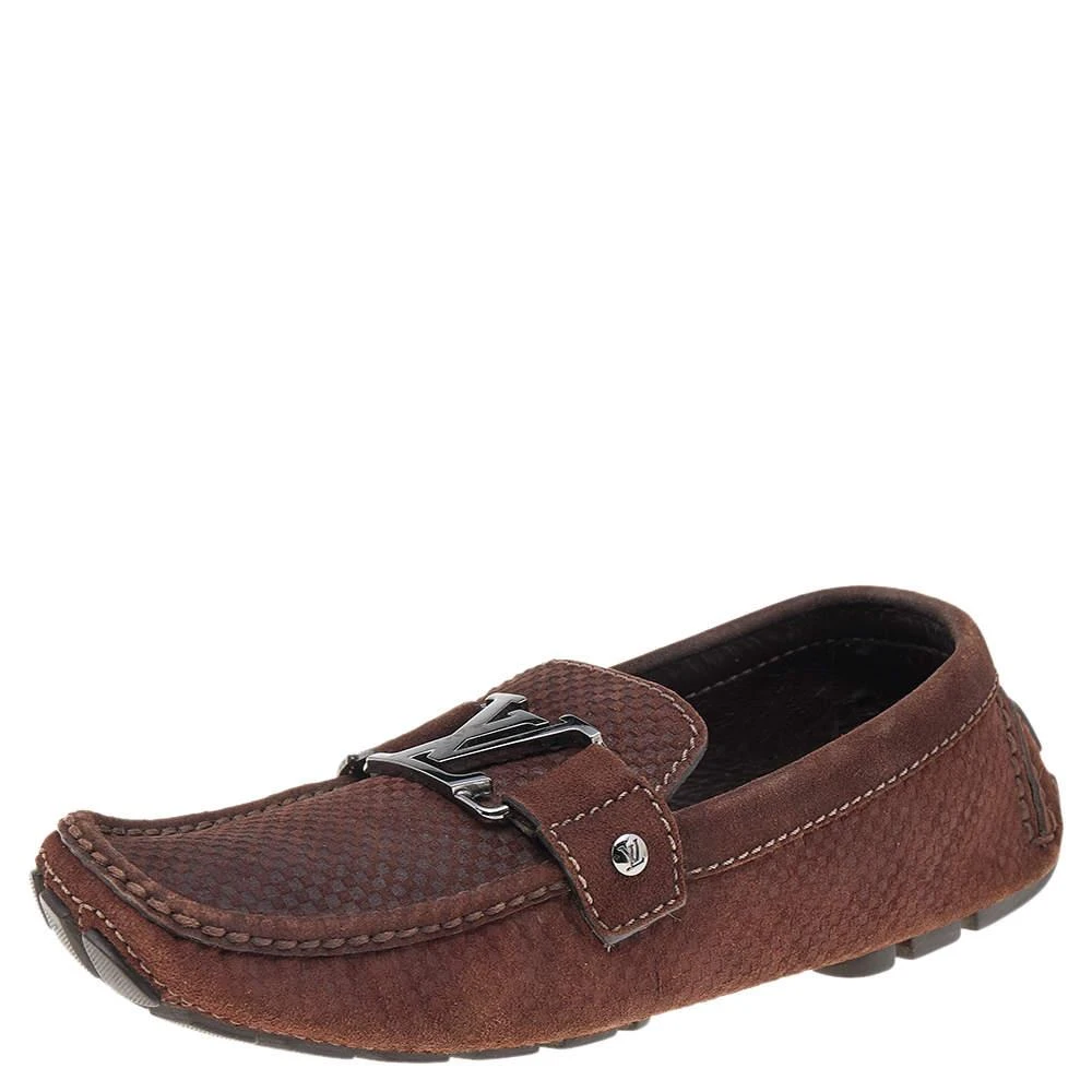 商品[二手商品] Louis Vuitton|Louis Vuitton Brown Monte Carlo Suede Slip on Loafers Size 40,价格¥3903,第1张图片