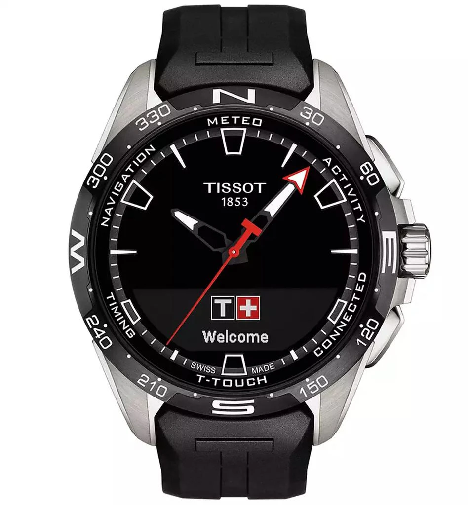 商品Tissot|Men's Swiss T-Touch Connect Solar Black Rubber Strap Smart Watch 48mm,价格¥8190,第1张图片