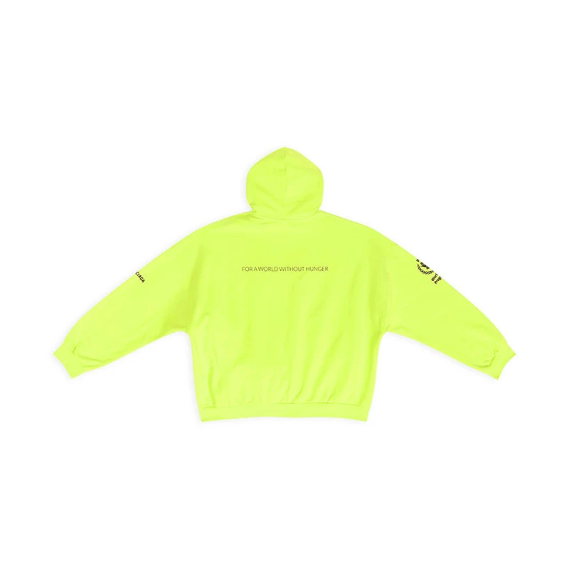 商品Balenciaga|【预售3-7天】Balenciaga/巴黎世家 22年秋冬新款 WFP系列 男士荧光黄色纯棉中重抓绒宽松拉链连帽卫衣外套674719TMVL17110,价格¥4558,第4张图片详细描述