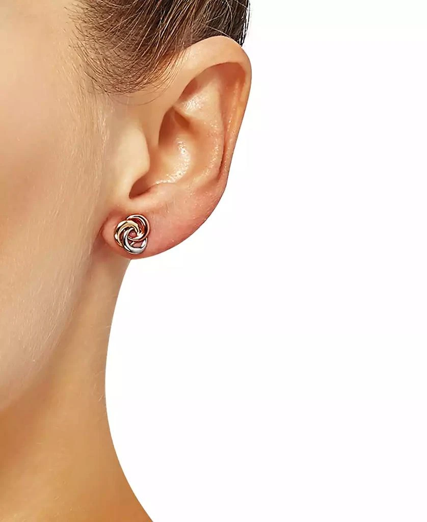 商品Macy's|Tricolor Love Knot Stud Earrings in 10k Gold, White Gold & Rose Gold,价格¥588,第2张图片详细描述