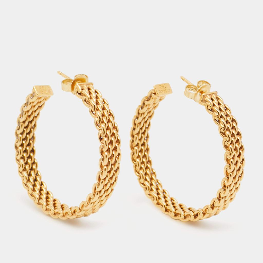 Tiffany & Co. Somerset Mesh 18k Yellow Gold Hoop Earrings商品第4张图片规格展示