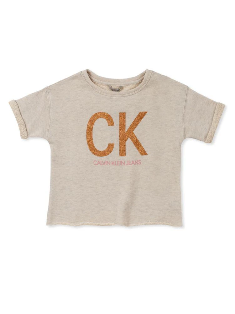 商品Calvin Klein|Cut-Off Logo 大女童短款T恤,价格¥97,第1张图片