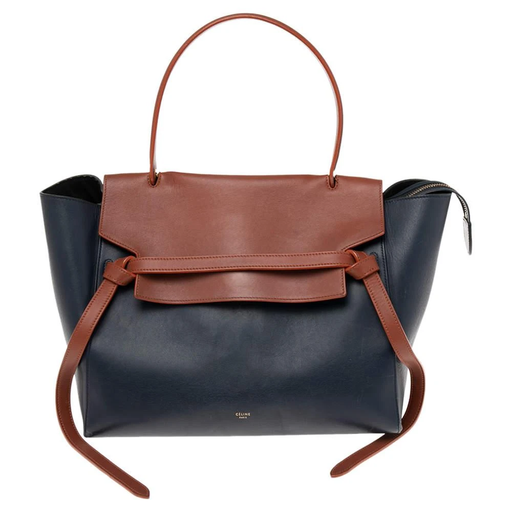 商品[二手商品] Celine|Celine Blue/Brown Leather Small Belt Top Handle Bag,价格¥5458,第1张图片