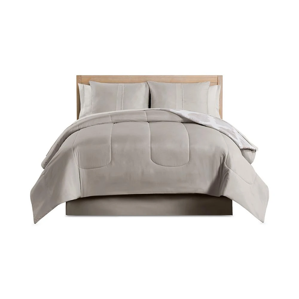 商品Keeco|Mira Taupe Watercolor 8 Piece Reversible Comforter Set,价格¥335,第2张图片详细描述