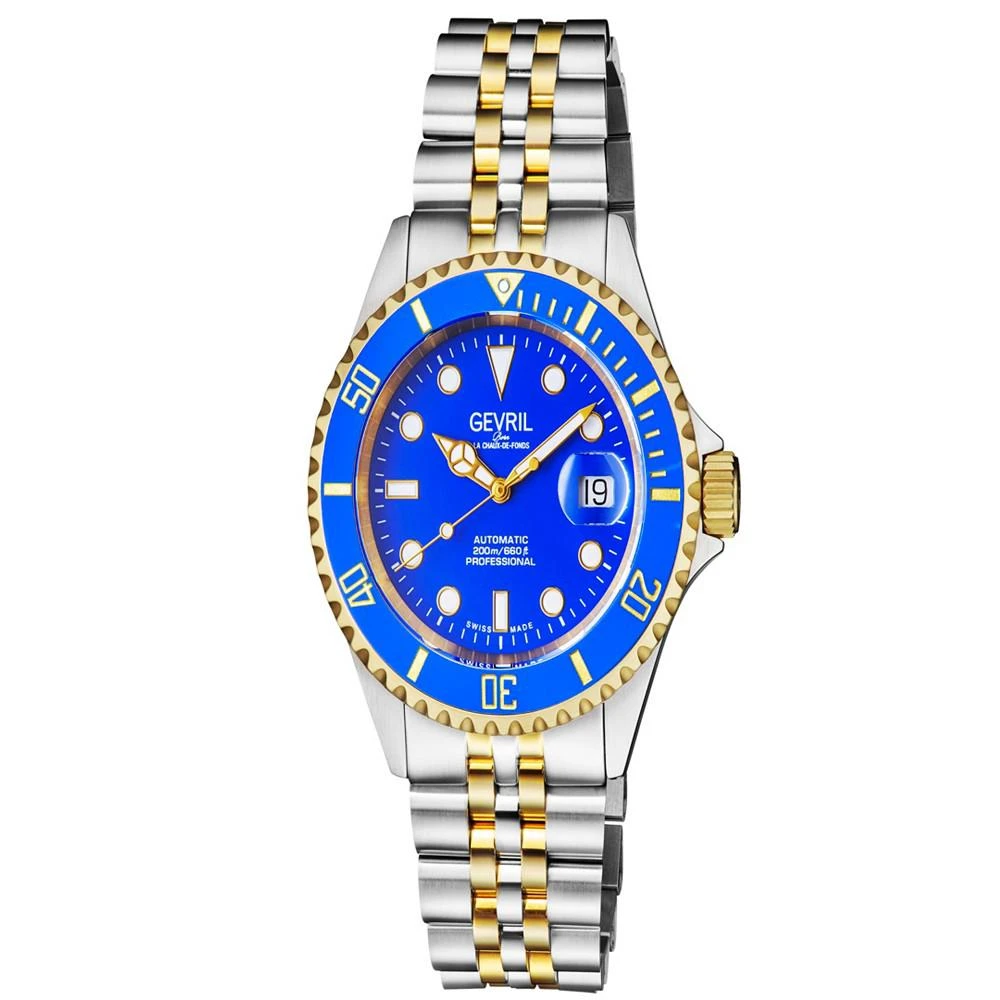 商品Gevril|Men's Wall Street Swiss Automatic Two-Tone Stainless Steel Bracelet Watch 43mm,价格¥12901,第1张图片