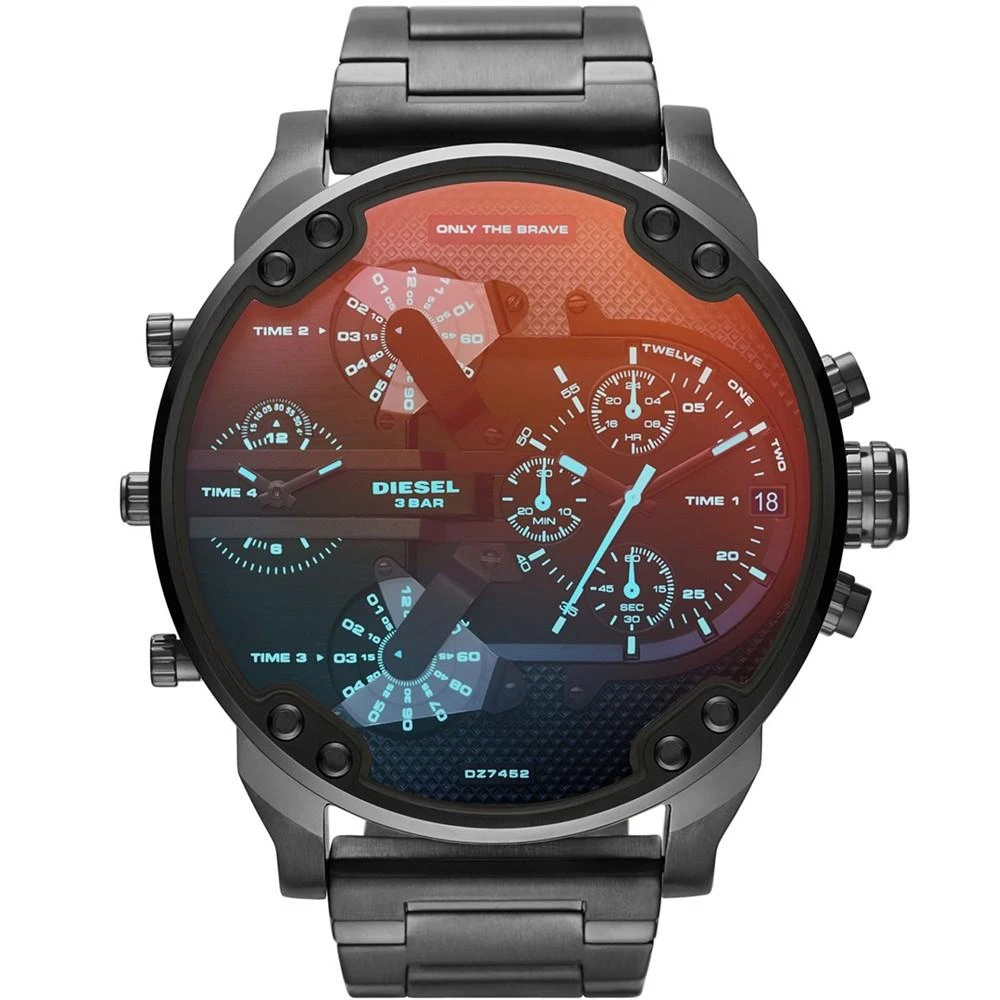 商品Diesel|Men's Mr. Daddy Chronograph Gunmetal-Tone Stainless Steel Watch 57mm,价格¥2368,第1张图片