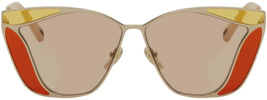 商品Chloé|Gold & Orange Gemma Geometric Tinted Inlays Sunglasses,价格¥3664,第1张图片