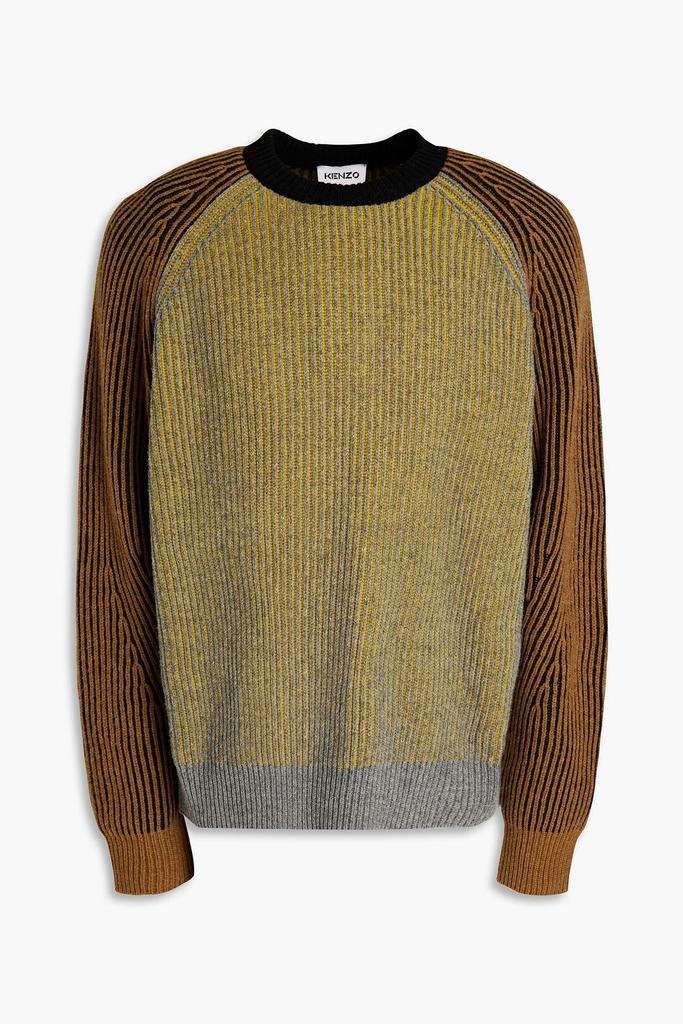 Color-block ribbed wool sweater商品第1张图片规格展示