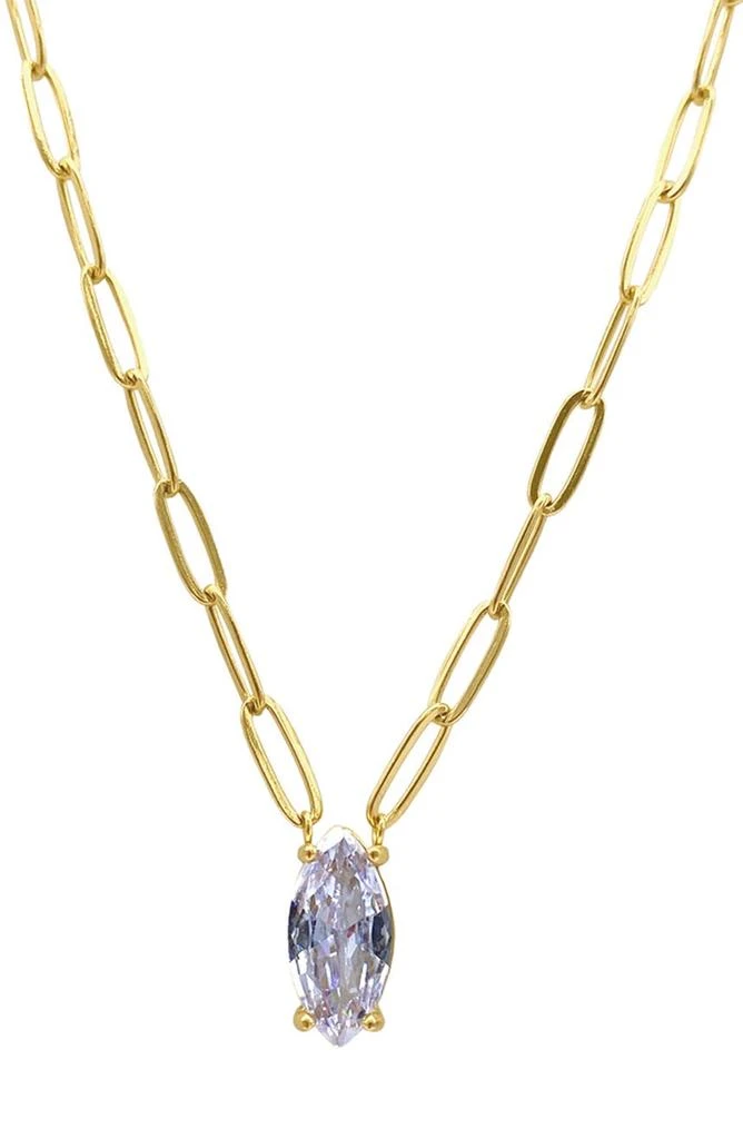 商品ADORNIA|Water Resistant 14K Gold Plated Marquise CZ Pendant Necklace,价格¥180,第1张图片